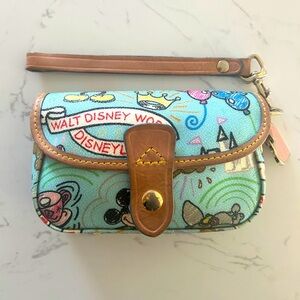 Dooney & Bourke Disney Parks Wristlet, RARE Blue Sketch Pattern